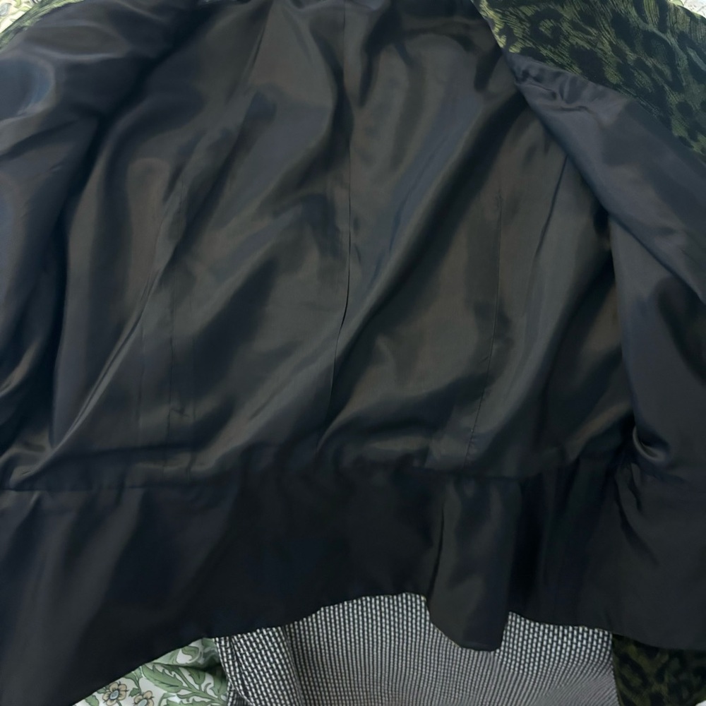 Anthro-Anthracite Leopard print green velvet blazer w/peacock pin-Woman’s 10-EUC - Picture 11 of 14
